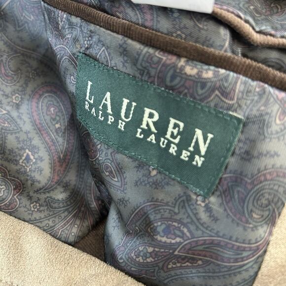 Lauren Ralph Lauren Men Size 46R Corduroy Blazer Navy Elbow Patch Sport Coat - Picture 6 of 10